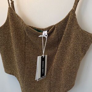 Lame Cobain Gold Textured V-Neck Cami